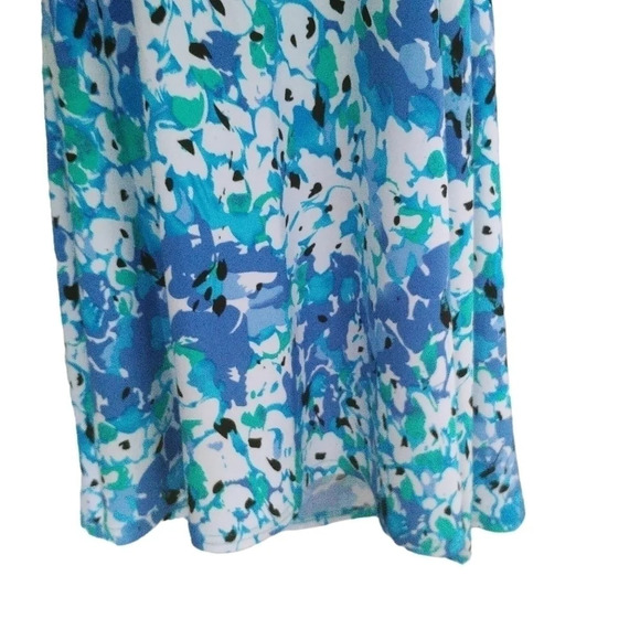 Antoine Floral Stretch Summer Dress Blue Aqua  Turquoise White L - Picture 3 of 7